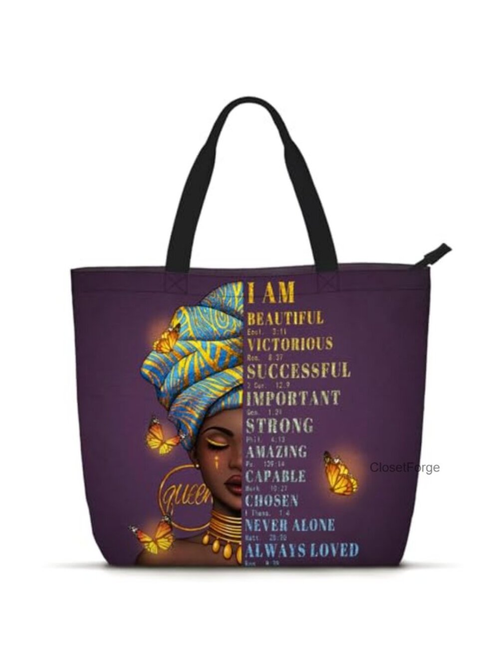 Black Girl Magic Tote Bag African Print Shoulder Handbag Work Travel Beach